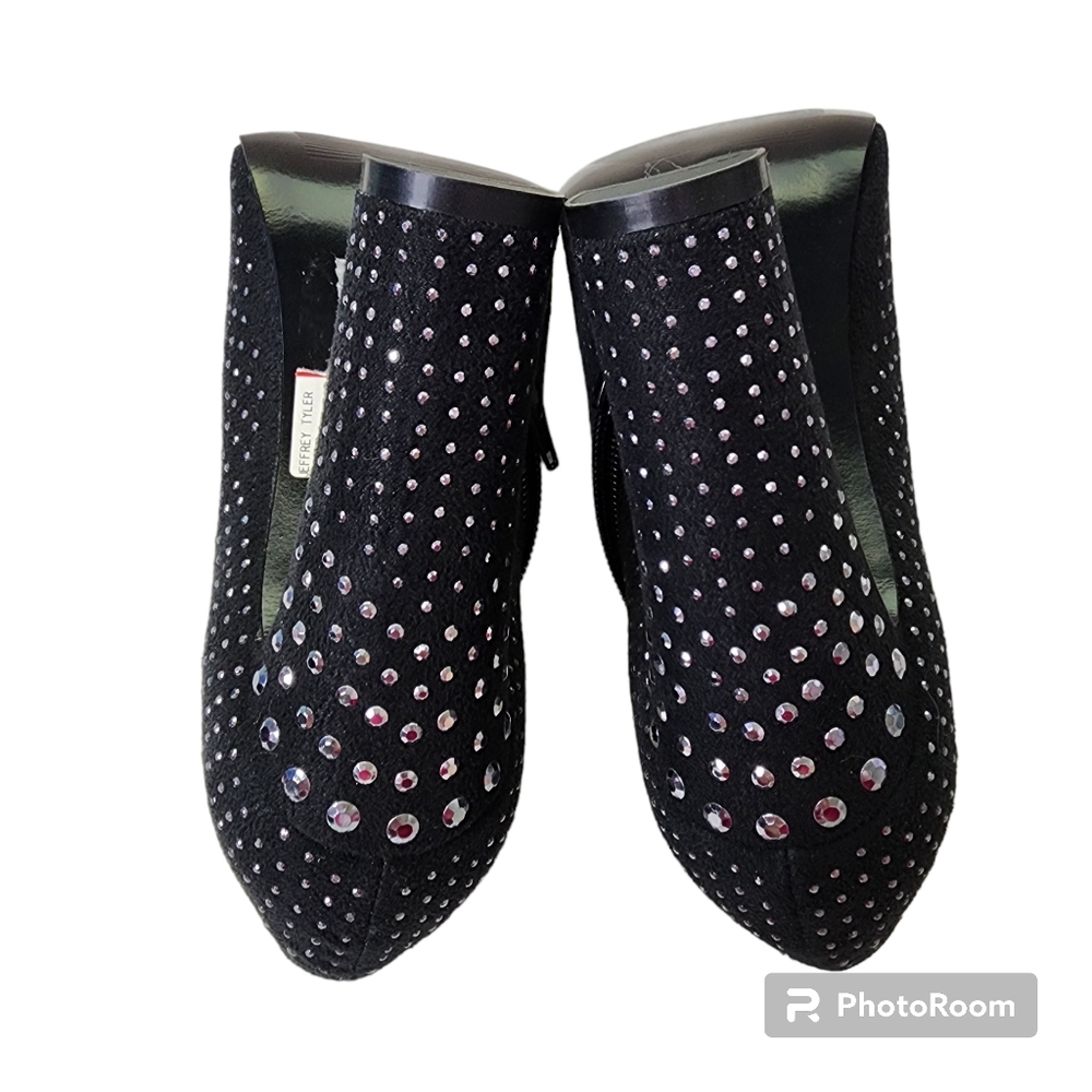 Jeffrey Tyler Annie booties black studs tall heeled booties sz 8 m nwt's - Picture 9 of 11